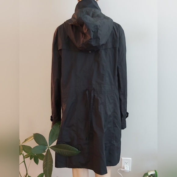 Cole Haan black hooded long trench rain coat - Picture 6 of 15